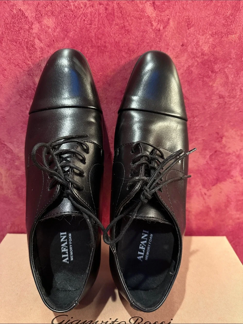 ALFANI Classic Black Cap-Toe Men's Dress Oxfords shoes , 9 M